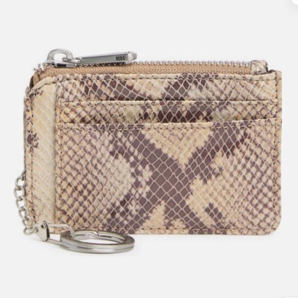 Hobo Leather Card Case Keychain Brown Snakeskin Kai New - Picture 2 of 9